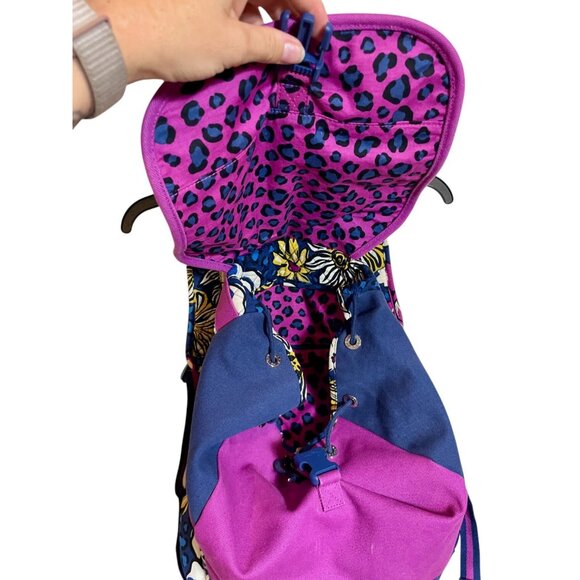 Vera Bradley Canvas Colorblock Backpack Purple Blue Floral School Bag - Picture 5 of 12